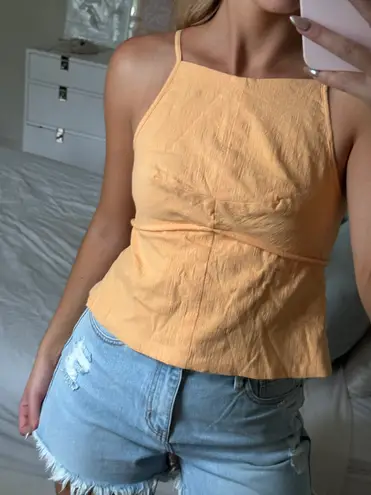 Free People Orange Open Back Top