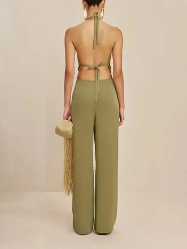 Cult Gaia NWT Kora tea green viscose high waist trousers pants size US 6 S small