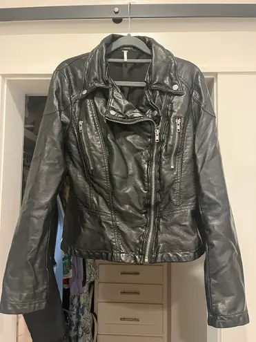 Free People Black Vegan Leather Jacket