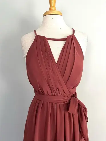 Revelry Eliza Chiffon Rosewood Pink Mauve Bridesmaids Prom Full Length Dress 2