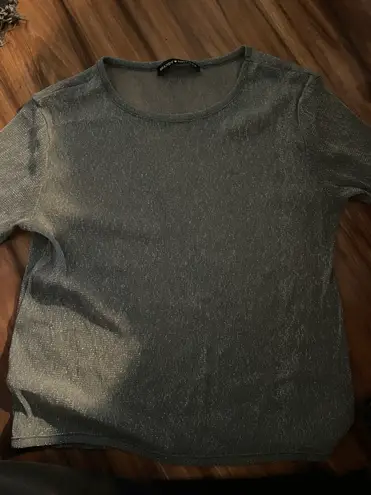 Brandy Melville Gray Sparkly Mesh Top