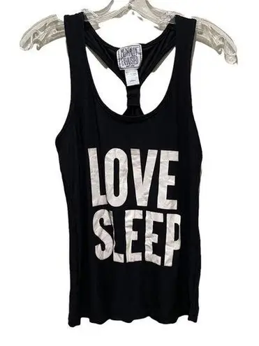 Mentally Exhausted Love Sleep Pajama Tank Top Black Size Small