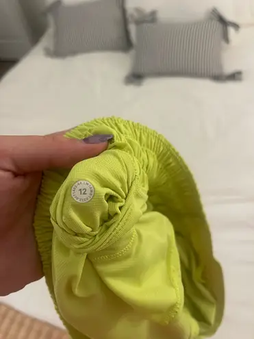 Lululemon Neon Yellow  Hotty Hot Shorts 4" low rise 
