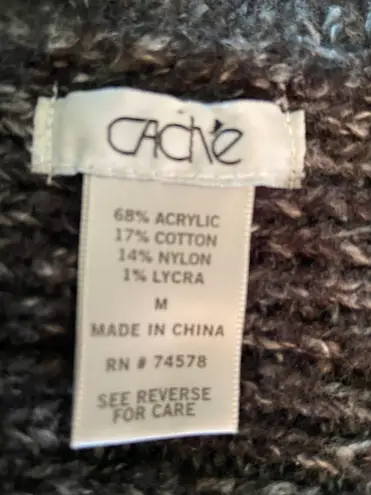 Cache open front black & white tweet sweater size medium