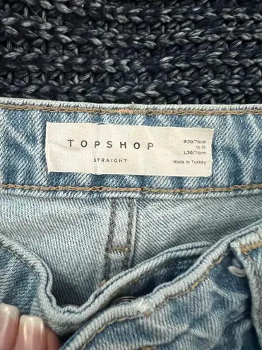 Topshop Raw Hem Straight Leg Jeans