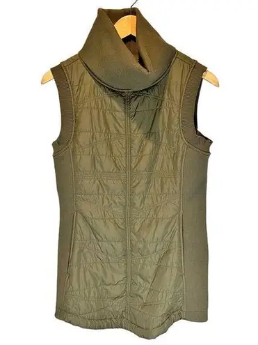 prAna  Olive Green Fleece Lined Pullover Quilted Turtleneck Vest - size XS