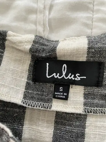 Lulus Reena Washed Black Striped Paper Bag Waist Mini Skirt