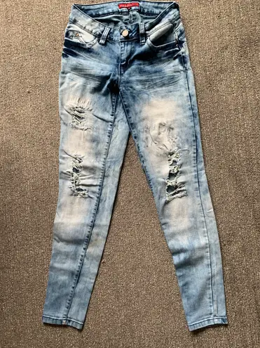 Ymi Acid Washed Ripped Wanna Better Butt Skinny Jeans