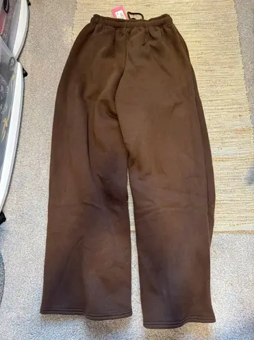 Edikted Brown Wide Leg Sweatpants