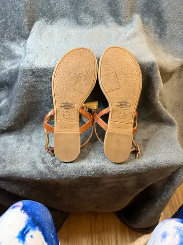 Sam & Libby Brown Thong Sandals Women's Size 8.5 Colorful Tassels