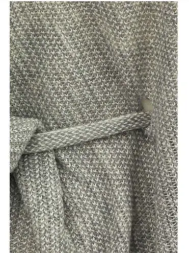 Grey Knit Belt Tie Waist Wrap Poncho Cardigan OSFM Gray
