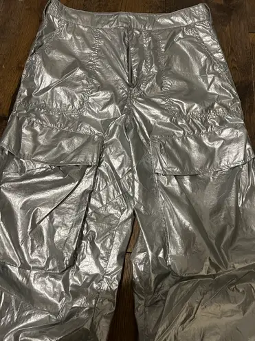 ZARA silver parachute pants