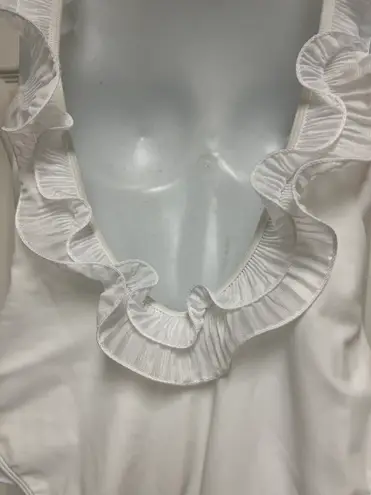 UNBRANDED White Ruffle Scoop Back One Piece Bridal Honeymoon Swimsuit Size M