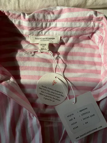 BeachLunchLounge Pink & White Striped Button Up Shirt