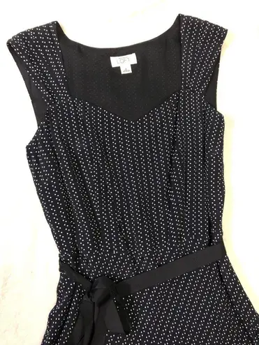 Loft  polka dot midi dress, sleeveless, with belt, women size 4