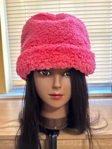 Handmade Hot Pink Sherpa Winter Knit Soft Fluffy Beanie Hat