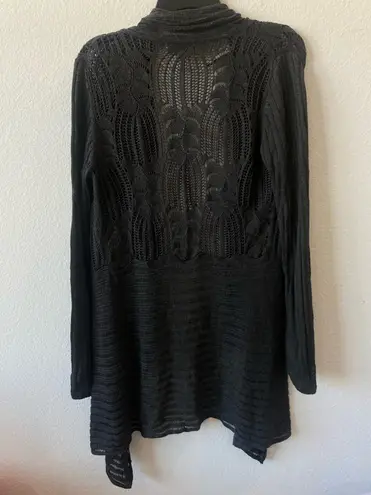 Beldini gray open-knit crochet cardigan size l