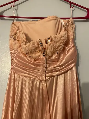 Blush Pink Floral Maxi Gown Dress Prom Size XS