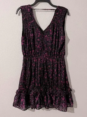Ramy Brook Romina Printed Mini Cocktail Dress in Plum/Black, Size 6 NWT $495
