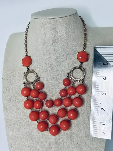 Statement Necklace Pink Coral Gold Tone, Earrings & 6 Gold Tone Bangle Bracelets Customer Jewelry Buy 3/$21