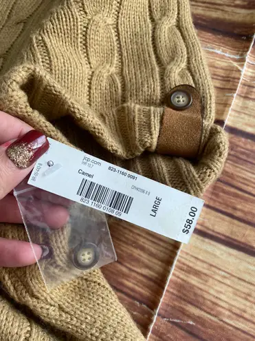 I Heart Ronson Women’s Short Sleeve Crew Neck Knit Polo Sweater Camel Dress Sz L