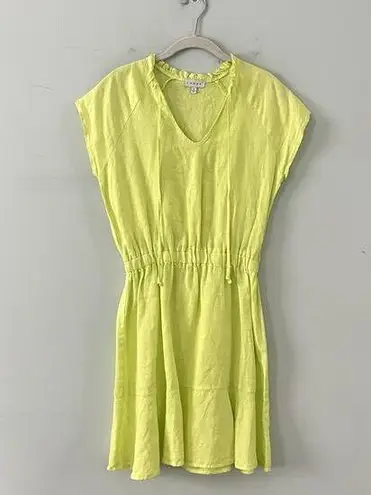 S’edge Raleigh Citron Lime Green Linen Mini Dress