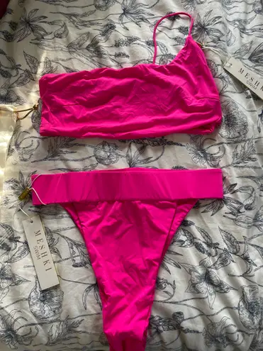 Meshki High Waist V Bikini In Hot Pink