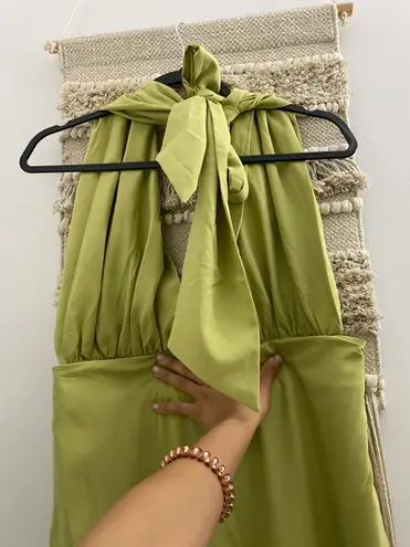 Revolve Satin Green Dress