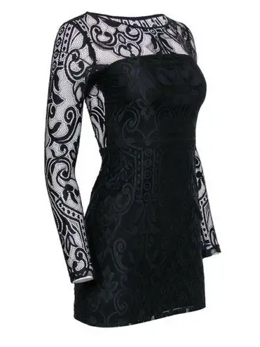 Alexis  Black Lace Goth Witchy Crewneck Long Sleeves Mini Dress Women’s Small