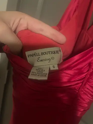 Papell Boutique Pink/Red Silk Halter Maxi Dress