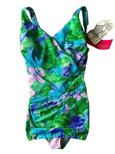 Roxanne Body Slimmer Swimsuit Bra Size 36DD Vintage 60s Floral One Piece Pinup Pink