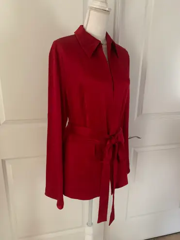 ZARA STUDIO LIMITED EDITION SATIN RED BELTED BLAZER JACKET