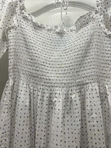 Hill House Home The Nap Dress Ellie Blue Micro Floral Cotton Smocked S