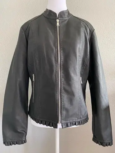 Baccini Ladies Faux Leather Moto Jacket  Vegan Leather biker Coat XL Petite NEW