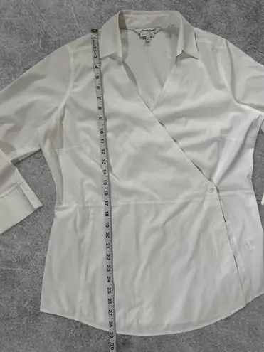 Foxcroft NYC White Wrap Blouse – Size 12 Shaped Non-Iron Stretch
