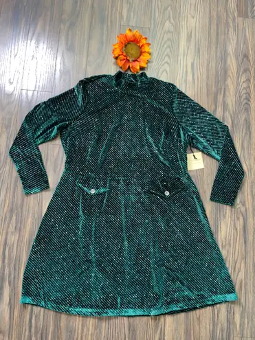 Unique Vintage SMAK PARLOUR Green Sparkly Velvet Mock Neck Dress NWT | 4XL |