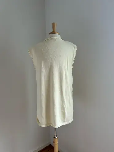 Vintage cream crochet floral vest White Size L