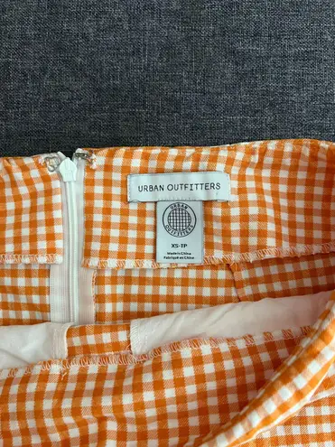 Urban Outfitters orange and white checkered mini skirt size XS