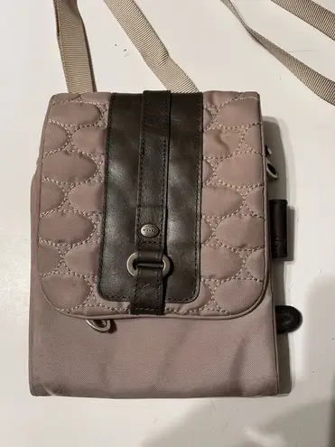 Mosey Life By Baggallini Caster Quilted Crossbody Bag Nylon Organizer Purse Brown