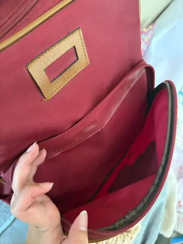 Vintage Dark Red Burgundy Doraemon Convertible Backpack Messenger Crossbody Bag