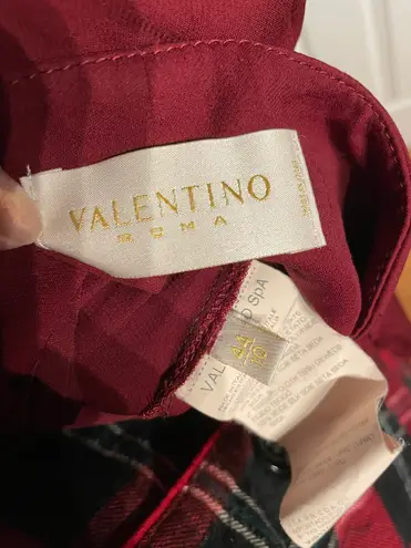 Valentino Garavani Valentino Silk Palazzo Vintage Tie Wide Trousers maroon Burgundy Belt Pants Designer Sz EU 44- USA 10