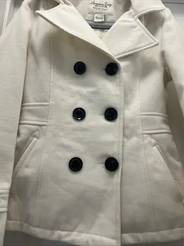 American Rag Cie Ivory Peacoat Jacket with Hood Size M – Elegant Winter Coat White Size M