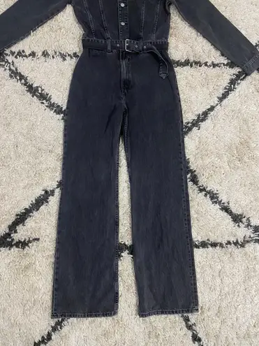 ZARA Black Denim Wide Leg Jumpsuit