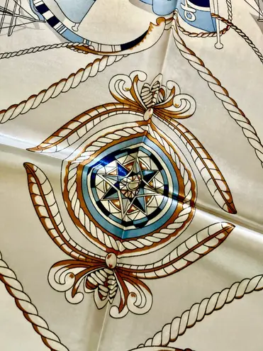 Vintage Square Sailing BOAT,WHEEL&Anchor 35/35 Oversized satin Silky SCARF Multiple