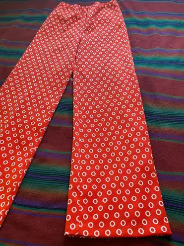 American Vintage VTG 70’s Vermillion & White circle Slacks! Rare! Elastic waist. 26/30. OOAK.