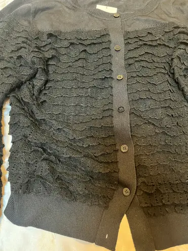 Oscar de la Renta black ruffle cardigan