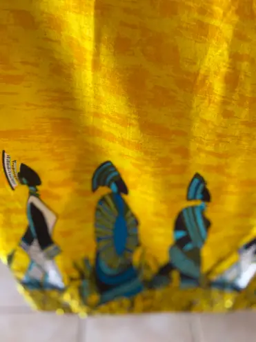 Yellow Swim suite cover up with Tribal print size xl
