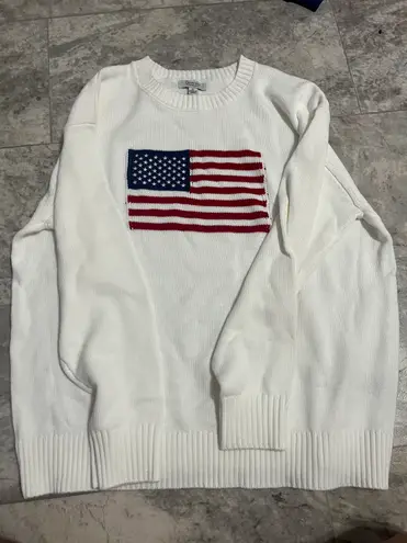 American Flag Sweater White