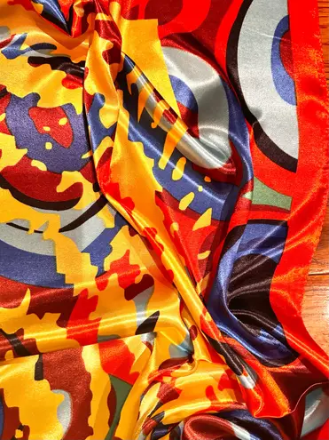 VTG RETRO Abstract Multicolor artwork Square oversized silky scarf 35’/35’ Multiple