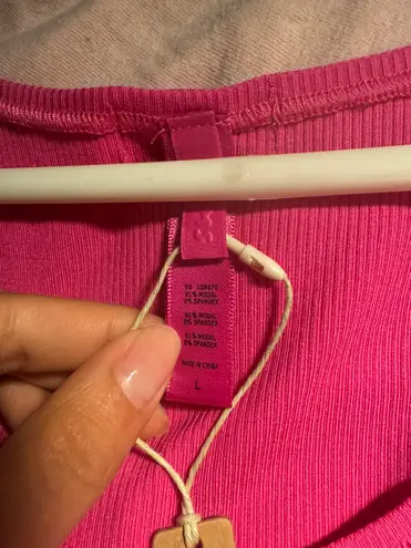 SKIMS Size Large Hot Pink Soft Lounge Ribbed Tank Top NWT Modal Rib